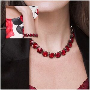 White House Black Market Red and Black Bracelet/Necklace Set